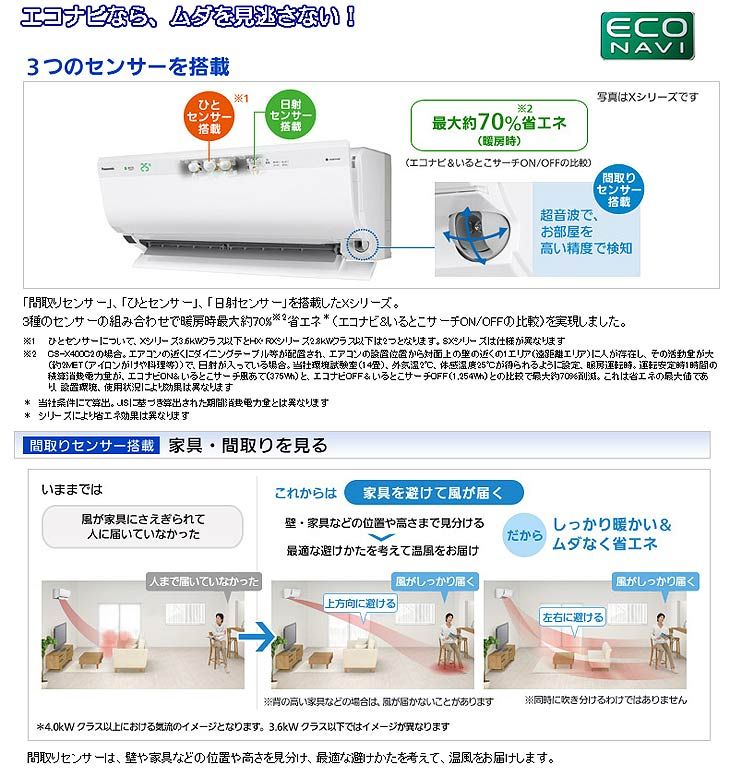 Panasonic/パナソニック CS-400CXR2-W クリスタルホワイト - ムラウチ 