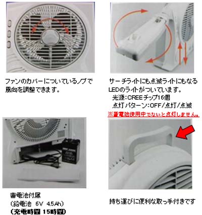 EJF-20R 充電式ファン（8インチLEDラジオ付き） 【 ムラウチドットコム 】