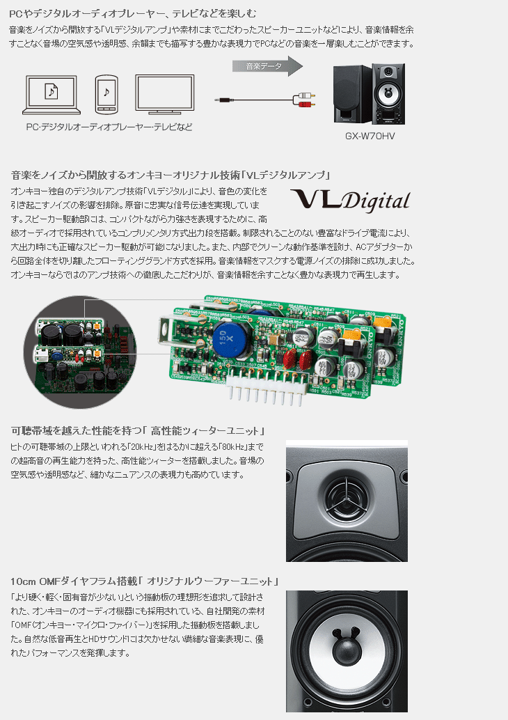 DLNA対応ワイヤレススピーカーシステム GX-W70HV（B） ブラック