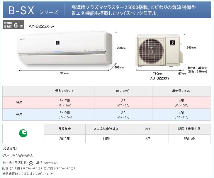 B-SXシリーズ AY-B22SX-W 【 ムラウチドットコム 】