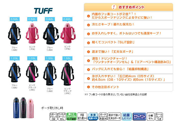 保冷専用】SD-AD10-AA ステンレス クールボトル TUFF※スポーツドリンク