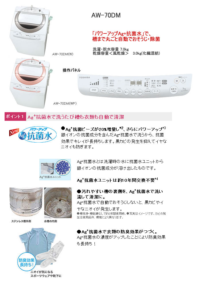 AW-70DM(W)全自動洗濯機【7.0kg】ピュアホワイト 【 ムラウチドットコム 】