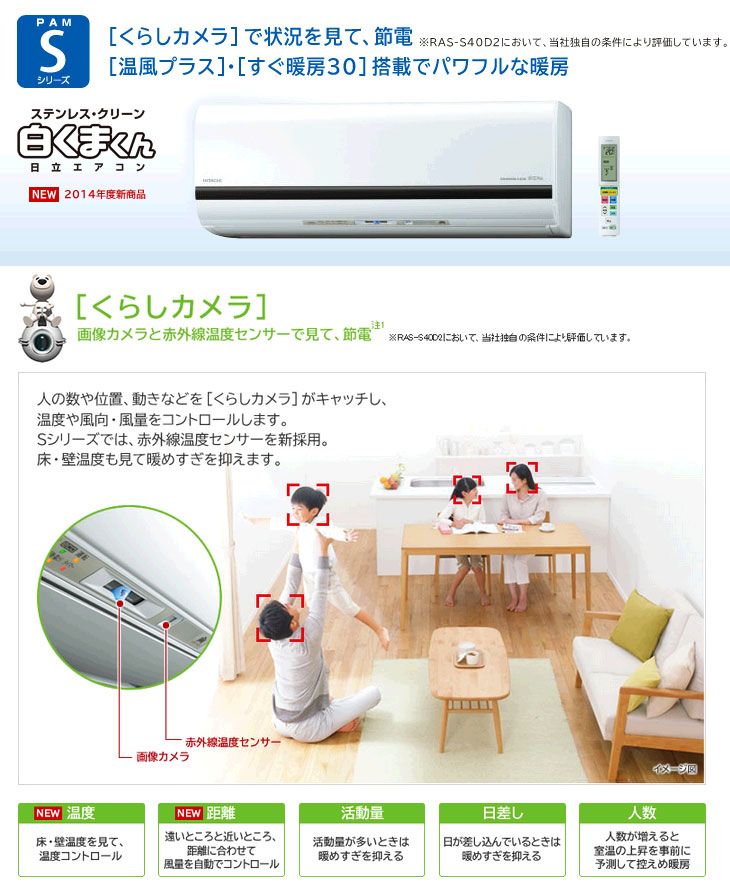 日立PAMエアコン ステンレス・クリーン 白くまくん RAS-S56D2(W 