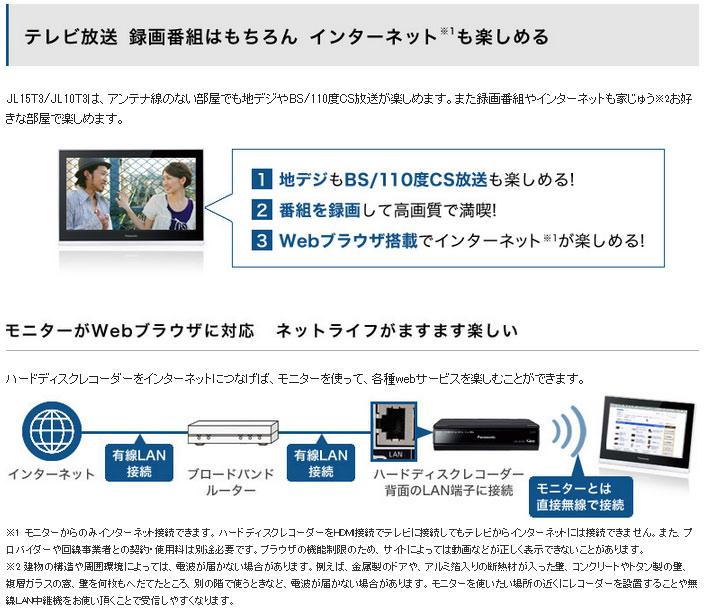 UN-JL10T3-K（ブラック） VIERA/プライベート・ビエラ 10V型HDD