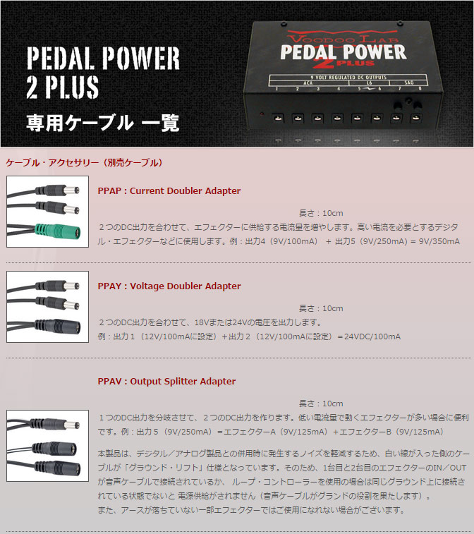 PPAP (Current Doubler Adapter) PEDAL POWER 2 PLUS専用ケーブル