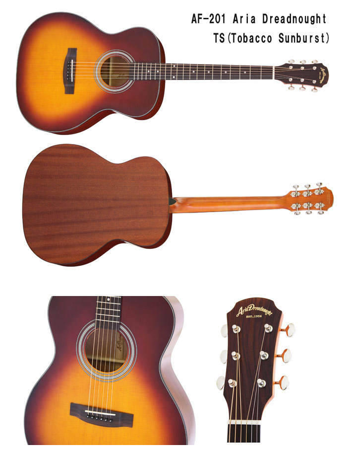 販売休止中】AF-201 Aria Dreadnought/ドレッドノート TS(Tobacco Sunburst) 【ソフトケース付き】 【  ムラウチドットコム 】