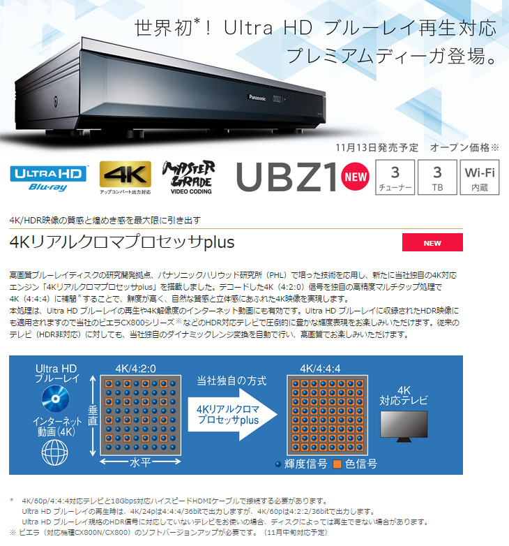 DMR-UBZ1 3TB DIGA/ディーガ Ultra HD ブルーレイ 【 ムラウチドット