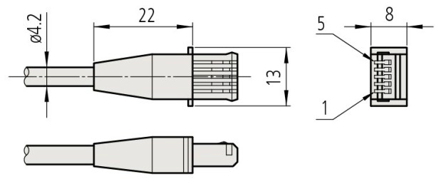 02AZE140F U-WAVE-T専用接続ケーブル フットスイッチ用 (平形