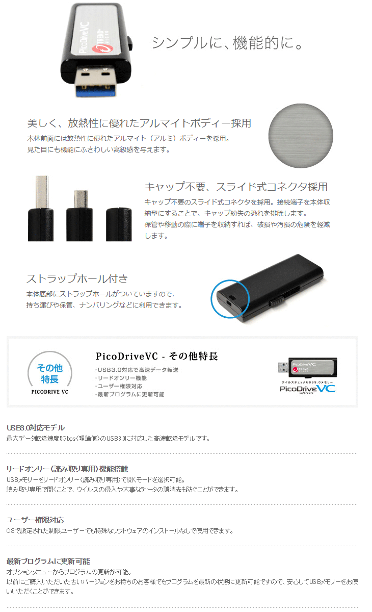 USB3.0メモリー ピコドライブVC 3年版 4GB GH-UF3VC3-4G 【 ムラウチ