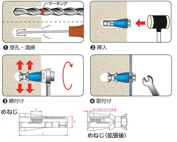 AX-M8 ALCアンカー AXタイプ めねじ (1箱50本入) 【 ムラウチドットコム 】