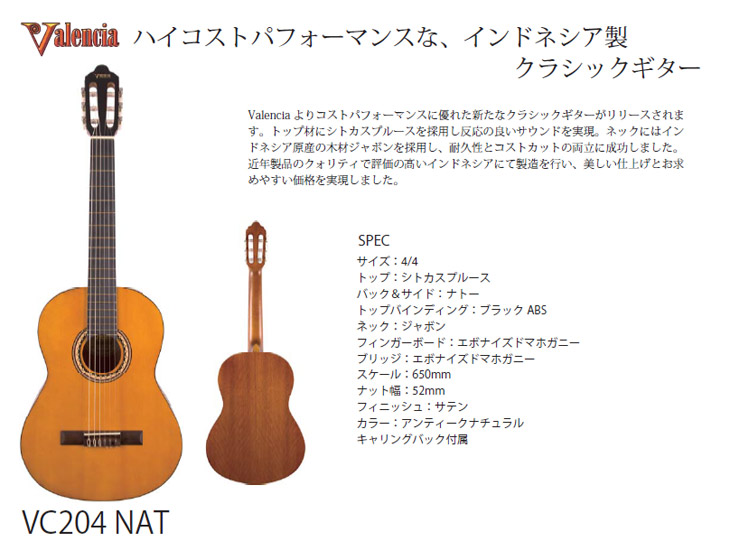 VC204 NAT クラシックギター キャリングバッグ付属 【 ムラウチドットコム 】