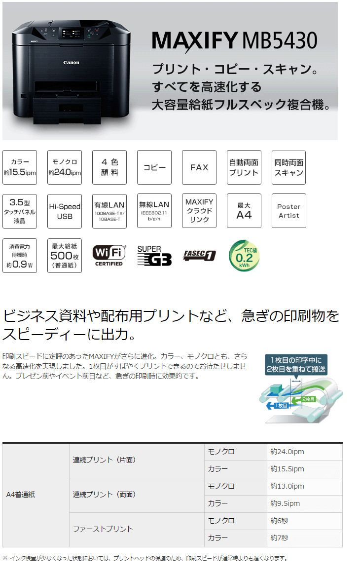 A4ビジネスインクジェット複合機 マキシファイ MAXIFY MB5430 0971C001 【 ムラウチドットコム 】