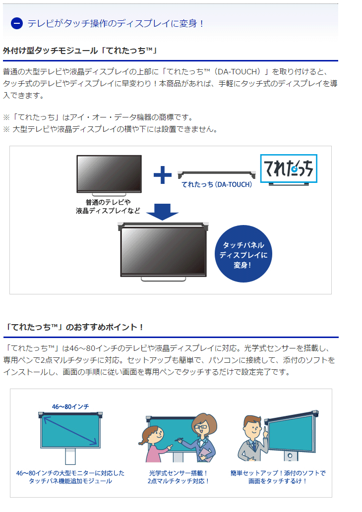 DA-TOUCH 大型テレビ・液晶ディスプレイ用外付けタッチモジュール てれ