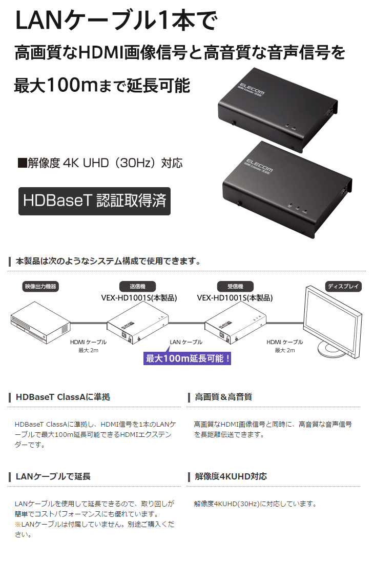 HDMIエクステンダー VEX-HD1001S 【 ムラウチドットコム 】