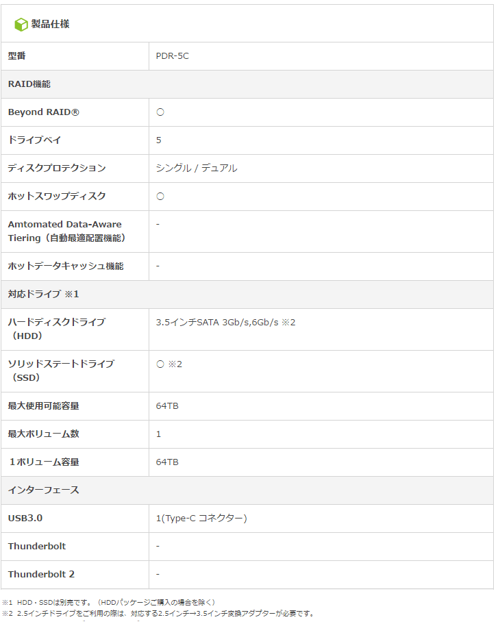 納期未定 Drobo 5C 外付けHDDケース（3.5インチ×5bay） Beyond RAID