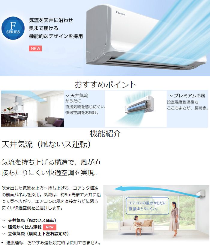 DAIKIN/ダイキン AN22UFS-W ルームエアコン Fシリーズ ホワイト 