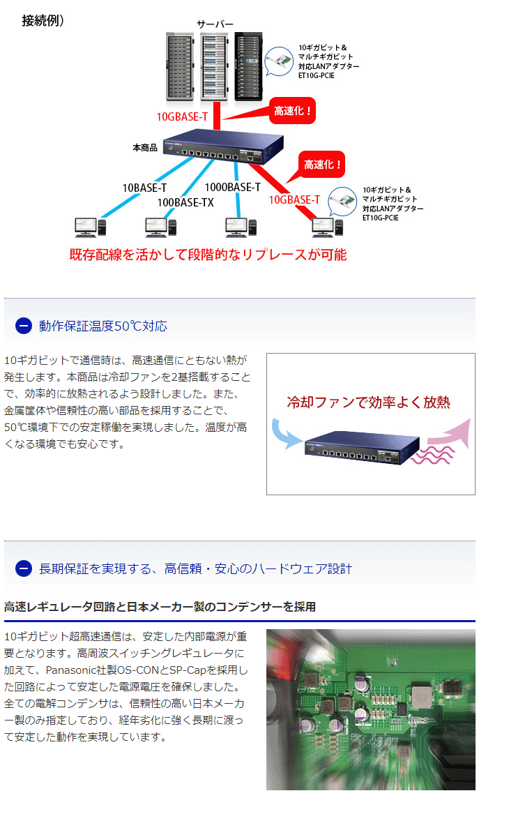 マルチギガビット対応 8ポート10Gスイッチ BSH-10G08 【 ムラウチ