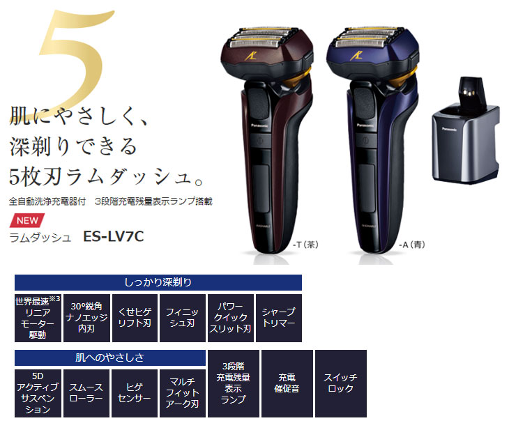 ES-LV7C-T ラムダッシュ 5枚刃 (茶) 【全自動洗浄充電器付