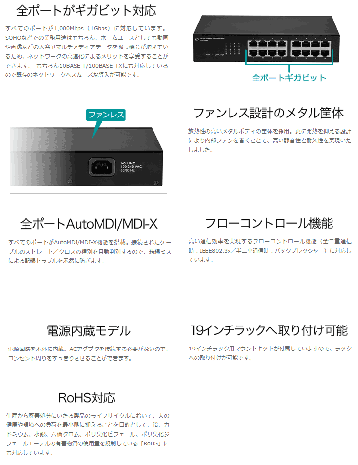 プラネックスコミュニケーションズ 16ポートギガビット 電源内臓