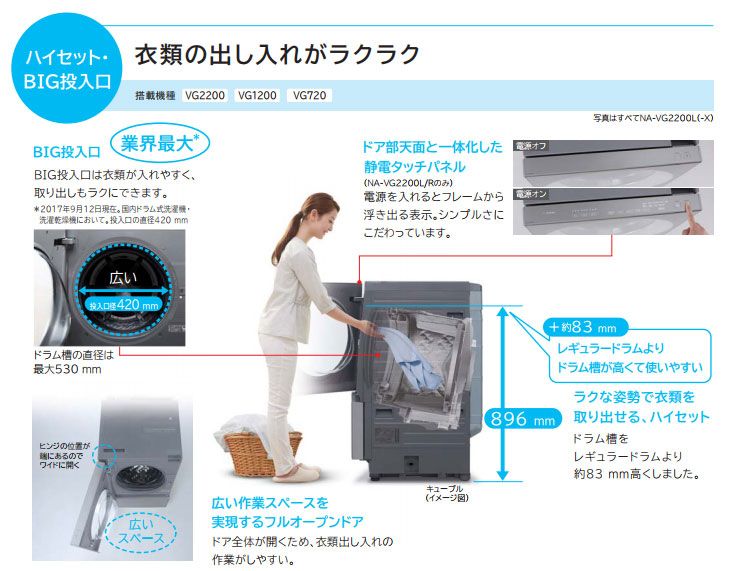 Panasonic/パナソニック NA-VG2200R-X ななめドラム洗濯機 キューブ 
