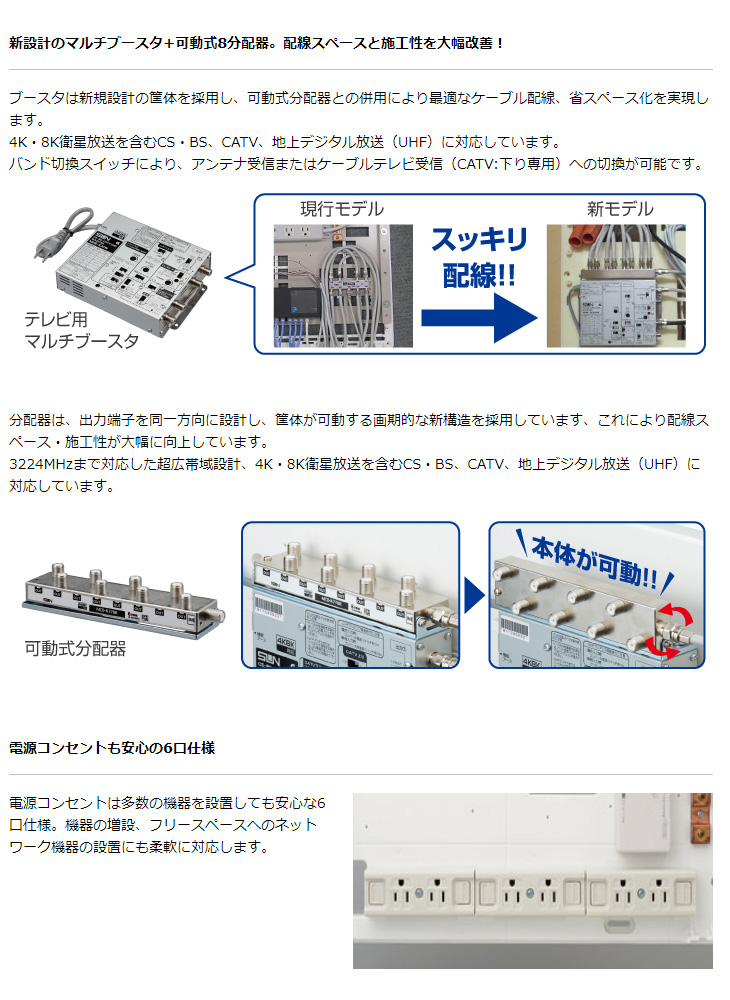 COM-K1000H 情報分電盤（ブースタ有り、LANスイッチ1台） 【COM-H