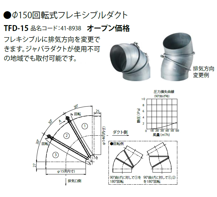 リンナイ Rinnai φ150回転式フレキシブルダクト TFD‐15 - 季節・空調家電