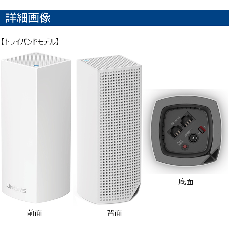 無線LANルーター LINKSYS VELOP メッシュWi-Fi トライバンド 3台セット