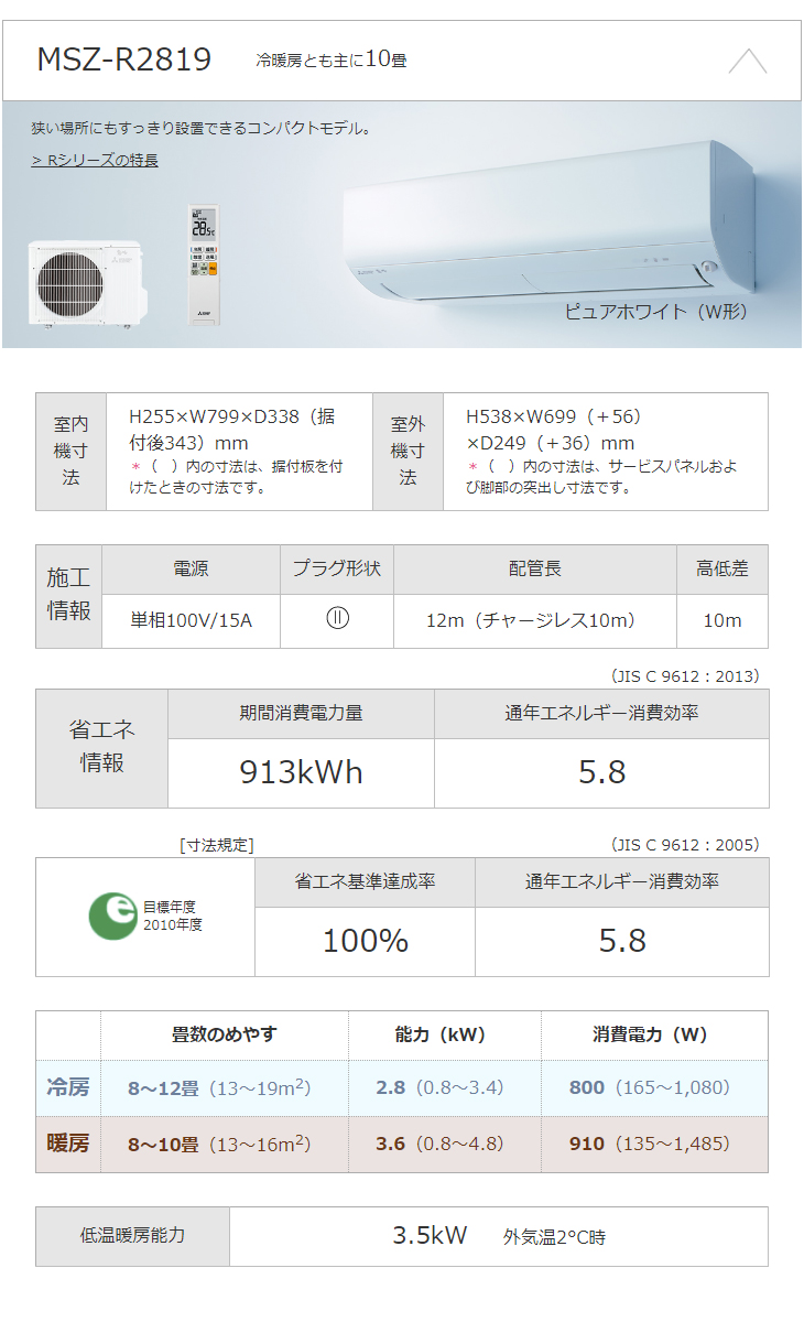 ルームエアコン 霧ヶ峰 Rシリーズ MSZ-R2819(W)ピュアホワイト 【 ムラウチドットコム 】