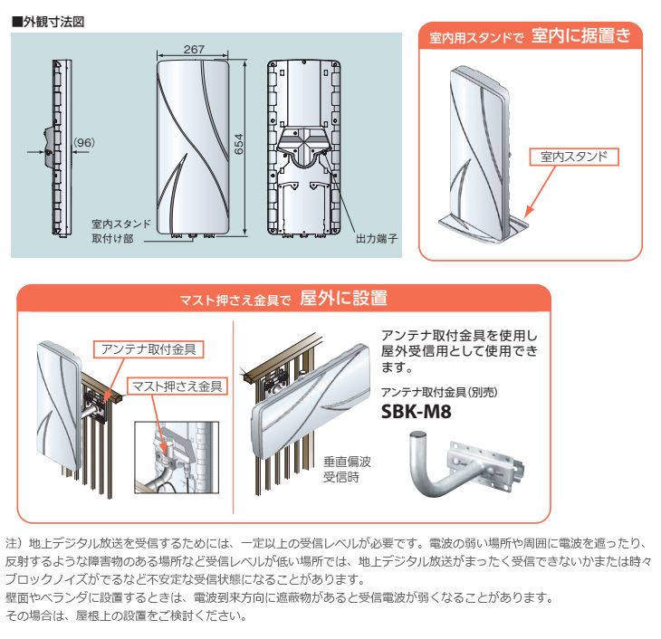 TOSHIBA/東芝 DUA-1000 UHF屋外・室内兼用アンテナ 地上デジタル放送用 