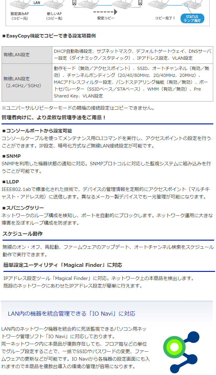 IEEE802.11ac/n/a/g/b対応 Wi-Fiアクセスポイント WHG-AC1750AF