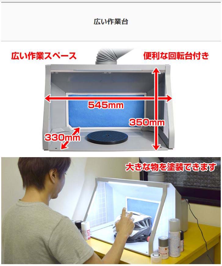 LEDライト付パワフルファン塗装ブース デラックス BRUSHBT5