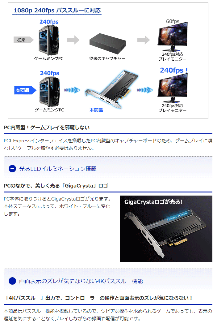 4K/60p記録対応 PCIe HDMIキャプチャーボード ギガクリスタ GV-4K60