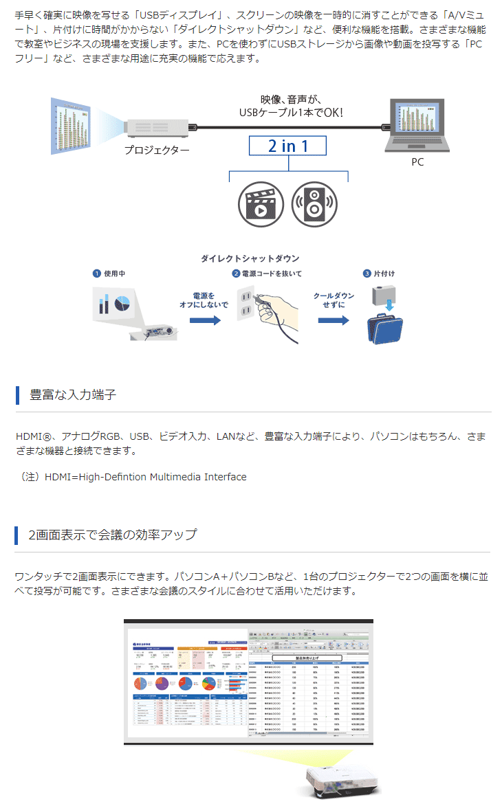 ビジネスプロジェクター/スタンダードモデル/EB-900シリーズ/4200lm