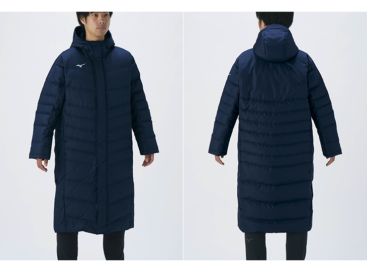 ミズノ mizuno ロングダウンコート Lサイズ (ディープネイビー