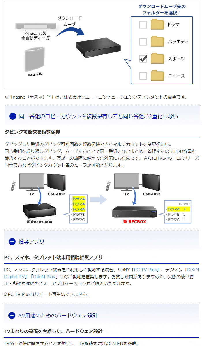 スマホ対応ハイビジョンレコーディングハードディスク RECBOX 4TB HVL-RSシリーズ HVL-RS4 【 ムラウチドットコム 】