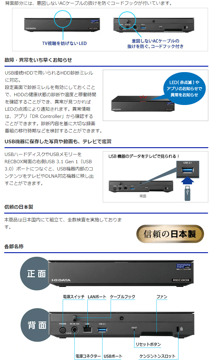 IODATA レコーディングハードディスク 4TB HVL-RS4/UE IODATA RECBOX 4TB テレビ録画用HDD ダビング可能