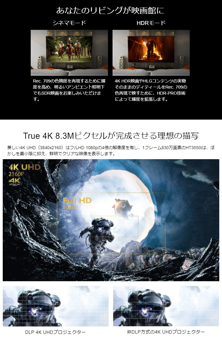 HT3550i Android TV 搭載 4K HDRプレミアムホームシアタープロジェクター 【 ムラウチドットコム 】