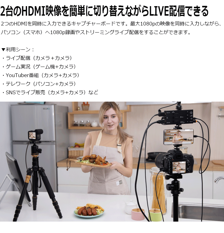 デュアルHDMI 4Kパススルーキャプチャーボード 外部給電不要 デュアルHDMI 4Kパススルーキャプチャーボード 外部給電不要