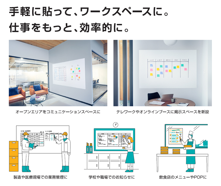 Post-it ポスト・イット 油性ペンも使えるホワイトボードフィルム 2.4m