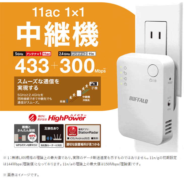 ☆美品☆コンセント直挿し無線LAN中継機WEX-733DHP2