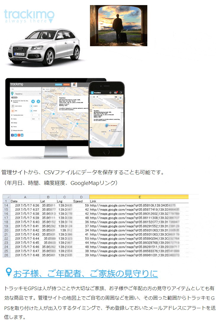 GPSトラッカー Slimカードサイズモデル 6ヶ月プラン TRKM015-06