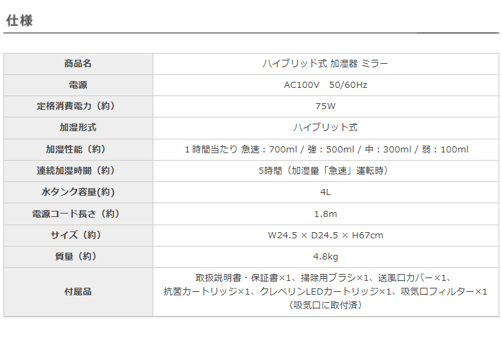 WHK-1217CL（GD） クレベリンLED搭載 ハイブリッド式加湿器 シャンパン