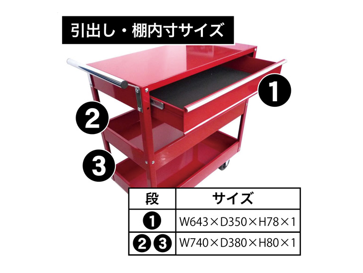 ツールワゴン 3段（TC301-2-X(黒)） ツールワゴン 3段（TC301-2-X(黒)）
