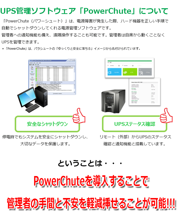 APC UPS電源管理ソフトウェア PowerChute Business Edition Windows ...