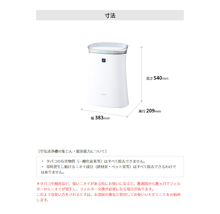 【ほぼ未使用】SHARP 空気清浄機 ホワイト FU-R50-W【14畳】 SHARP シャープ ルームエアコン 冷房時おもに8畳用 2022年モデル