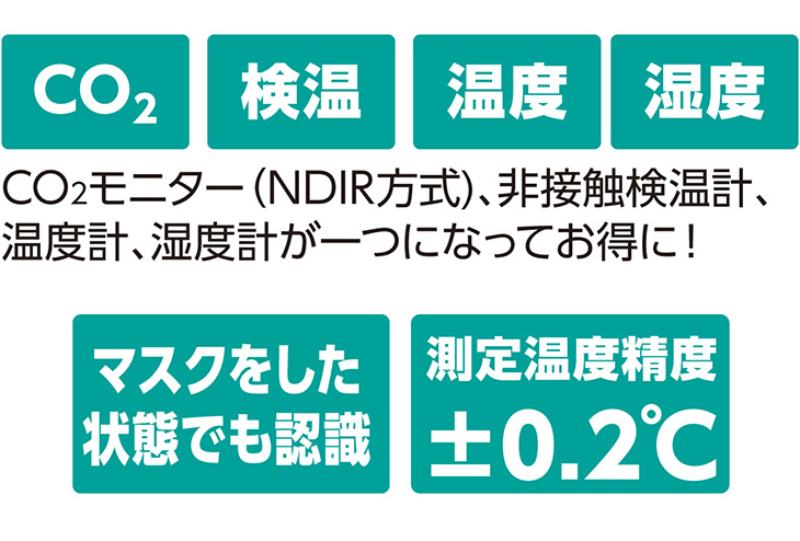 固定式 CO2モニターつき 非接触検温計 52360 【 ムラウチドットコム 】