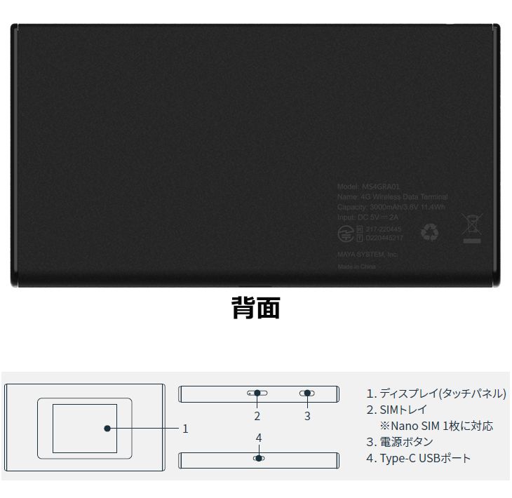 ディスプレイ付きWi-Fiルーター jetfi MR1 年間通信プラン付き 100GB