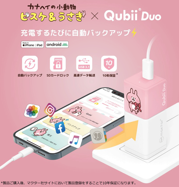 Qubii Duo 幼い (Type-C/ホワイト) 128GB microSD付