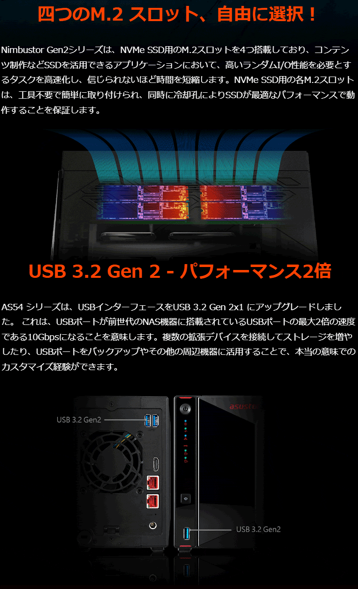 Nimbustor2 Gen2 4ベイ Intel Celeron N5105 クアッドコア CPU 4GB