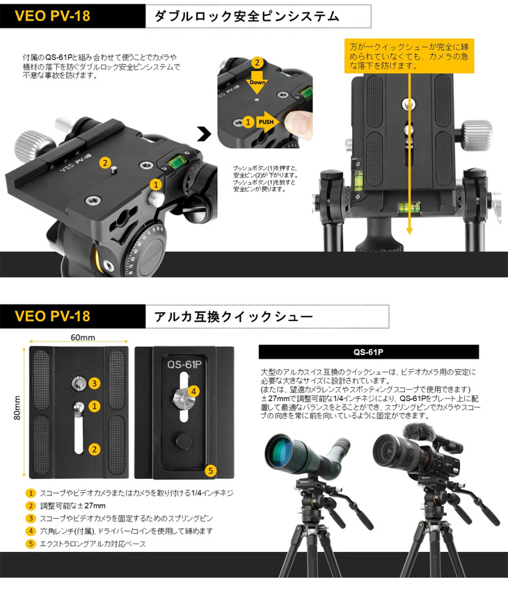 ALTA PRO 3VRL 303AV18 大型30脚径三脚 アルミ 3段 ビデオ雲台VEO PV